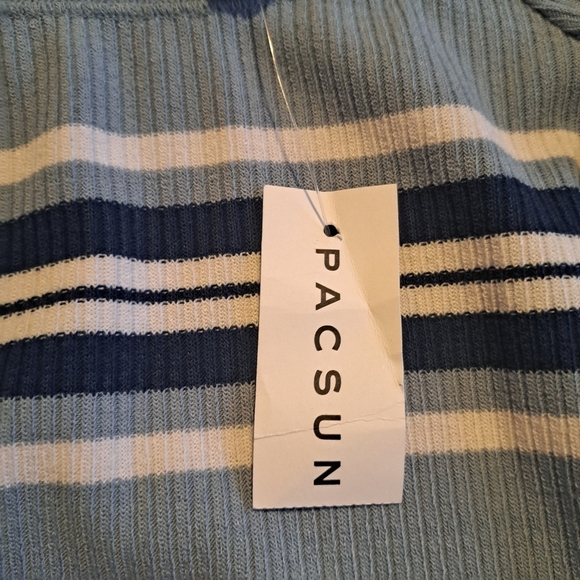 Pacsun Me to We women's size XS ribbed stripe long sleeve top, blue & white New - Picture 2 of 6